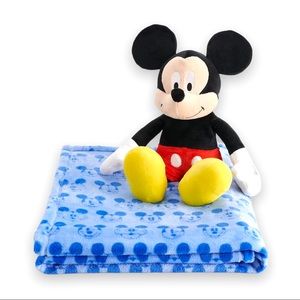 Disney Mickey Mouse Plush Toy and Throw Blanket Bundle Set